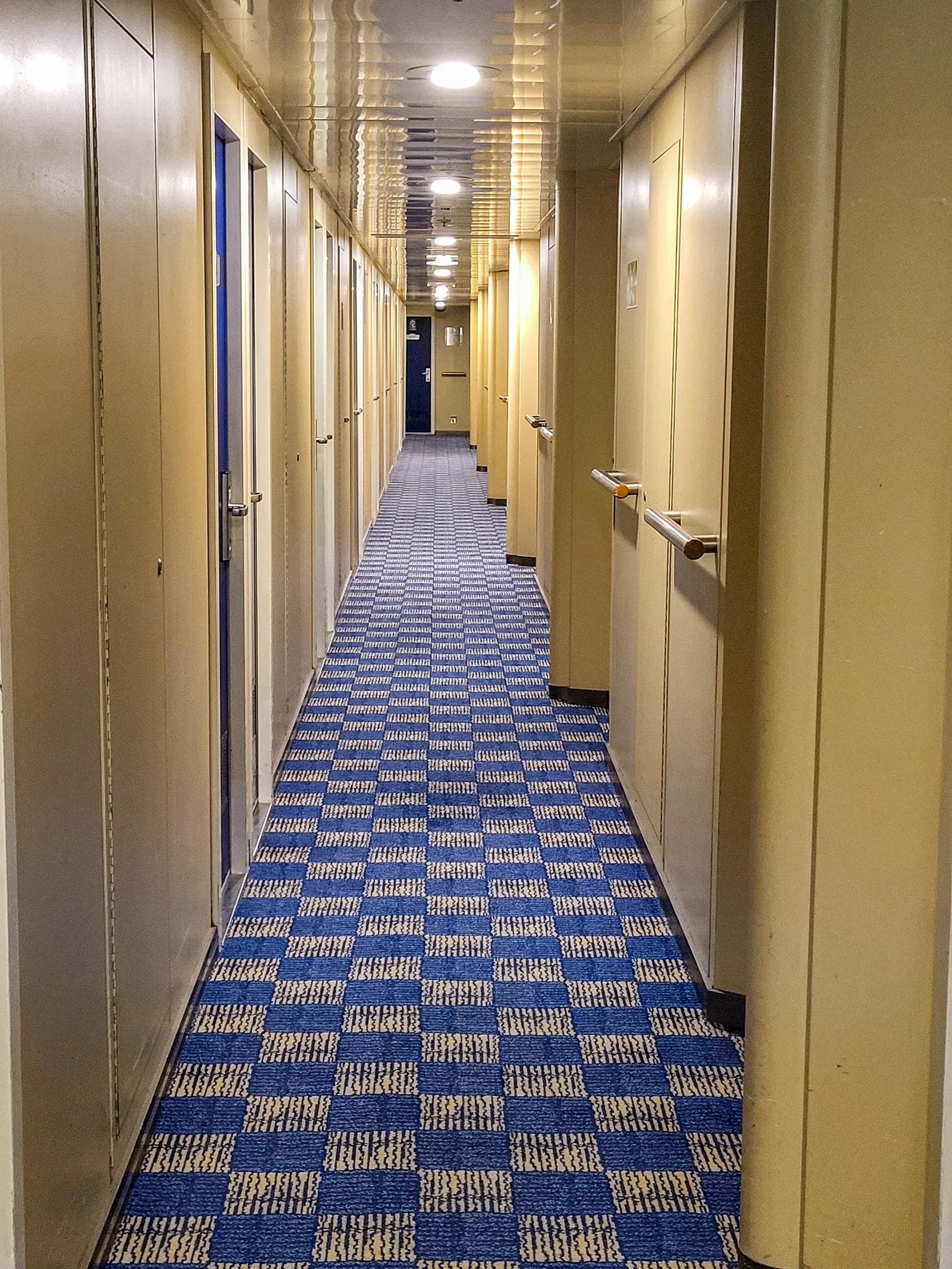 The corridor to the cabins; every passenger gets one