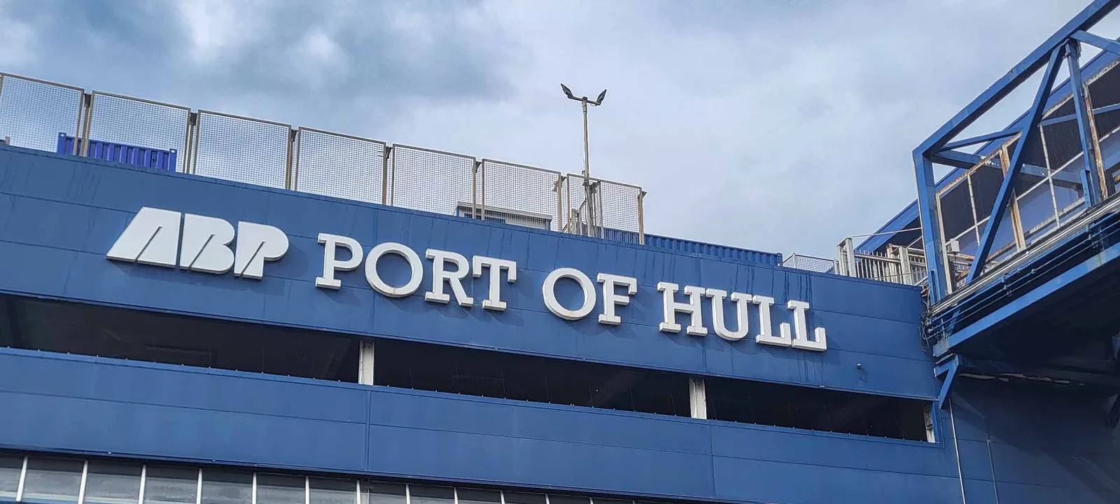The Port of Hull sign above the ferry departure terminal
