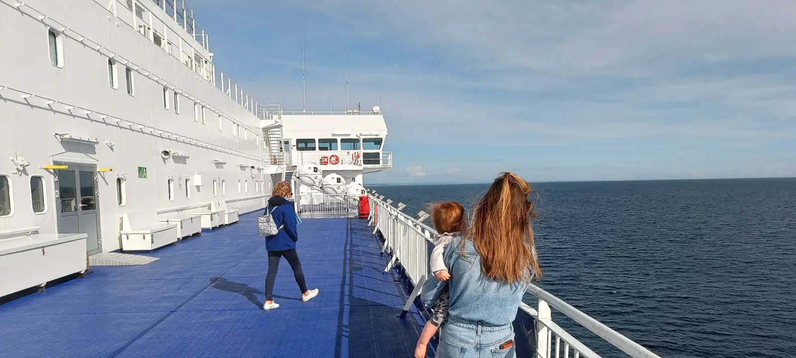 Passengers on the outside deck of the DFDS ferry between Newcastle and IJmuiden
