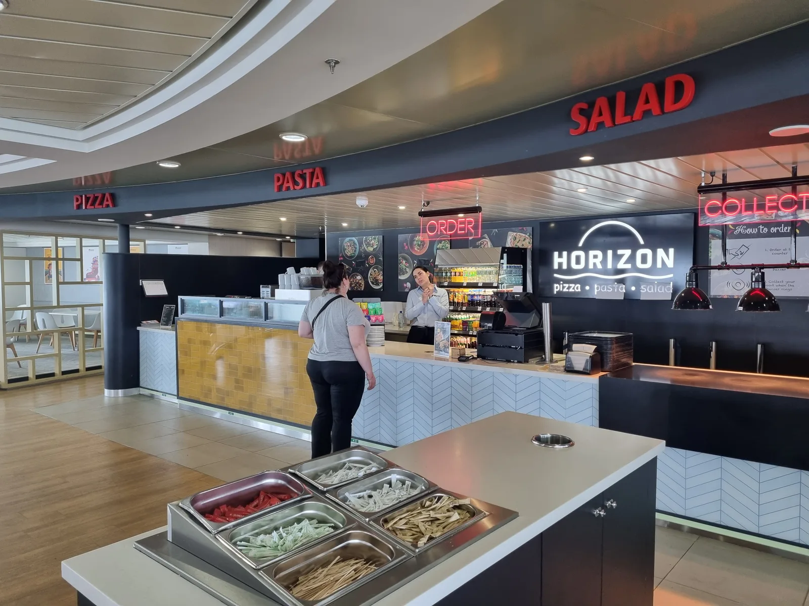 The pizza and pasta counter on the DFDS boat