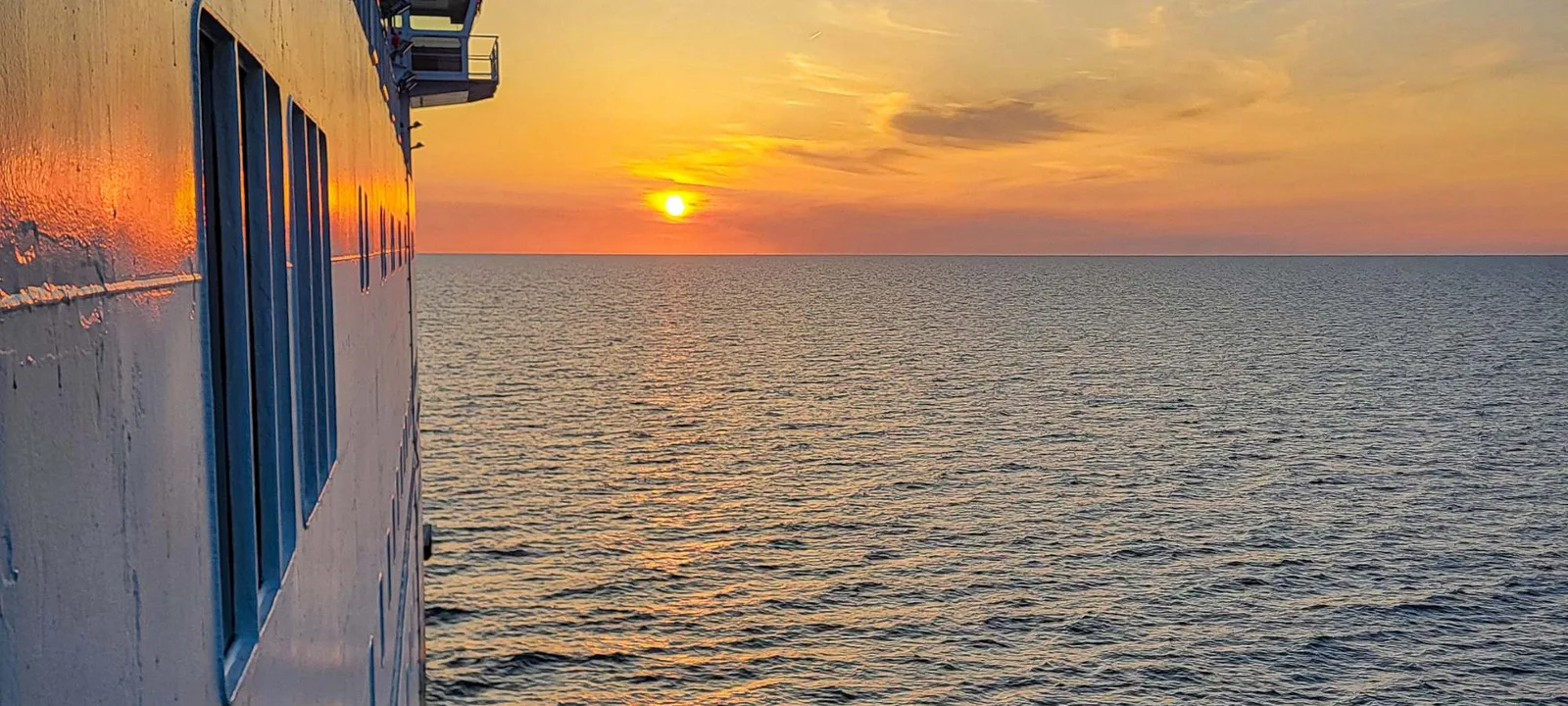 Sunset over the North Sea from the deck of the Newcastle to IJmuiden ferry