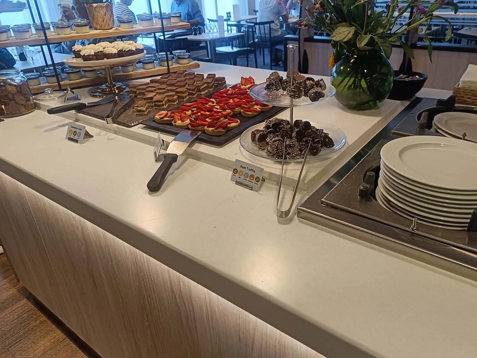 The dessert counter in the buffet restaurant